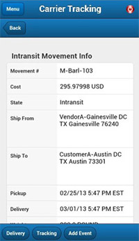 Carrier Mobile App for Android - track and trace