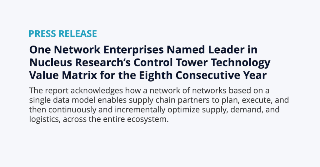 Nucleus Research Control Tower Technology Value Matrix 2023